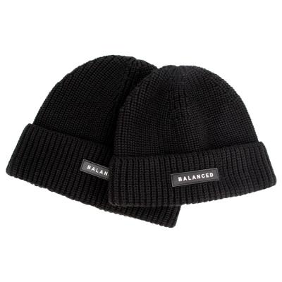 China JOINT Adult Outdoor Stylish Black Rubber Hat Knitted Cuff Short Fisherman Beanies Winter Patch Trawler Sailor Skull For Men Women for sale