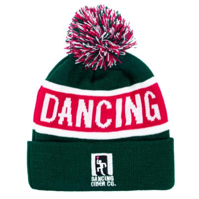 China Acrylic Commoners Winter Jacquard Custom Embroidered Knit Pom Pom Beanie for sale