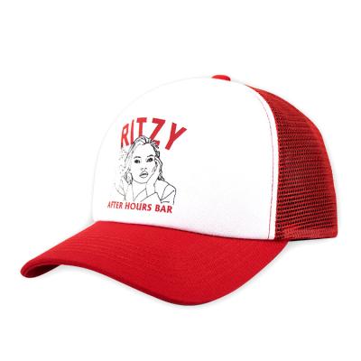 China JOINT Logo Back Two Tone Snapshot Red Printed Custom Trucker Hats for sale