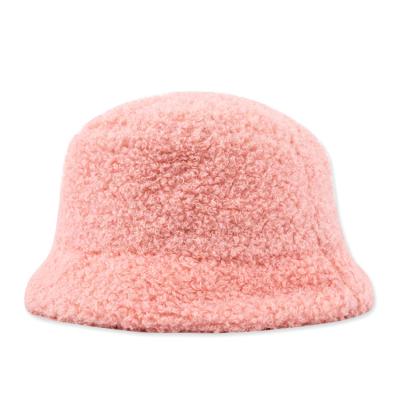 China Custom Designer Women Character Winter Pink Polyester Plush Teddy Blank Fur Bucket Hat For Female for sale