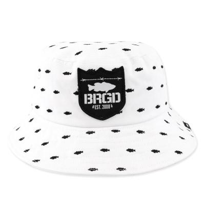 China Character Unisex White High Quality Cotton Embroidery 100% Custom Bucket Hats for sale