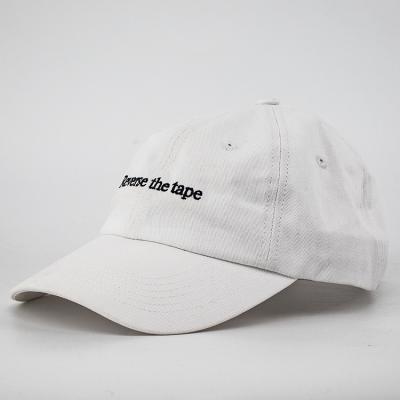 China COMMON White Flat Embroidered Cotton Orangic Unstructured Baseball Caps Custom Dad Hat for sale