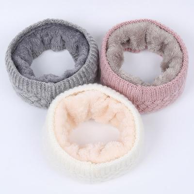 China Women Men Winter Double Layer Acrylic Multicolor Round Neck Fleece Striped Circle Knitted Scarf for sale