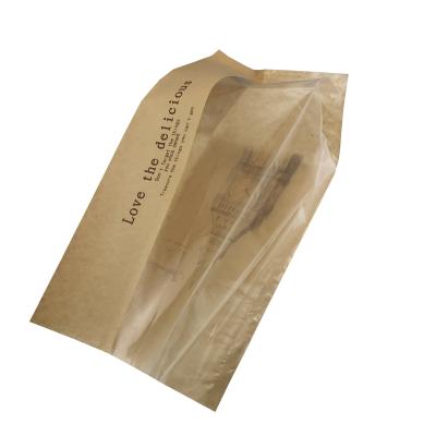 China Brot-Tasche mit Plastikfenster Sandwishes-Nahrungsmittelkraftpapier-Tasche NO.HFB003 zu verkaufen