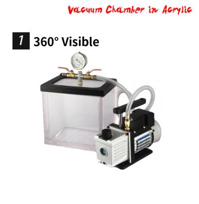 China Vacuum Degassing Aacrylic Vacuum Chamber With 5CFM Vacuum Pump Degassing Chamber for sale