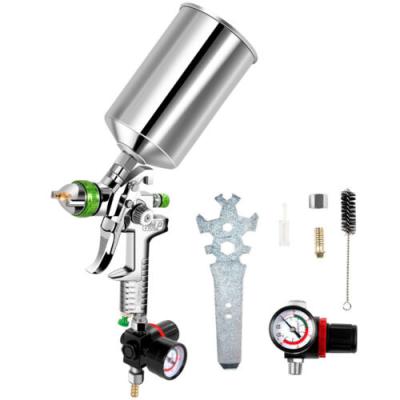 China Paint Gravity Fed Automatic Spray Gun 2.5mm HVLP SPRAY GUN Kit w/Regulator Basecoat Metal Flake for sale