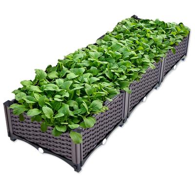 China American Style Rattan Design Raised Bed Large Planting Plastic Outdoor Garden Flower Herb Plant Box for sale