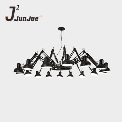 China modern designs16lights modern spider pendant lamp for shop cafe hotel led nordic iron spider chandelier black white lighting for sale