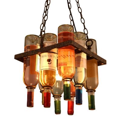 China American Industrial Industrial Glass Bottle Vintage Glass Wine Bottle Restaurant Iron Loft Bar Style Retro Pendant Light for sale