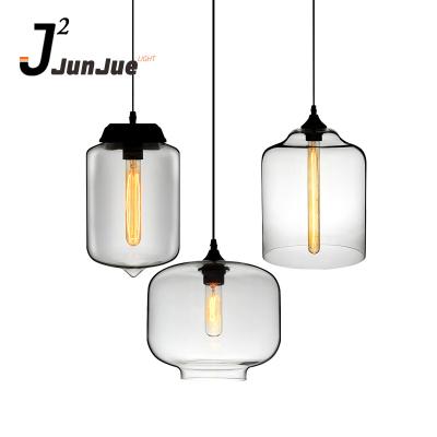 China Wholesale Industrial Unique Art Style Modern Glass Pendant Lights Edison Bulb Lighting Handmade Hanging Glass Chandelier Home Lighting Ceiling for sale