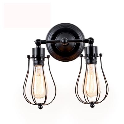 China Art Loft Lighting Black Mini Industrial American Vintage Wire Cage Industrial Vintage Attic Wall Light Wall Sconce for sale