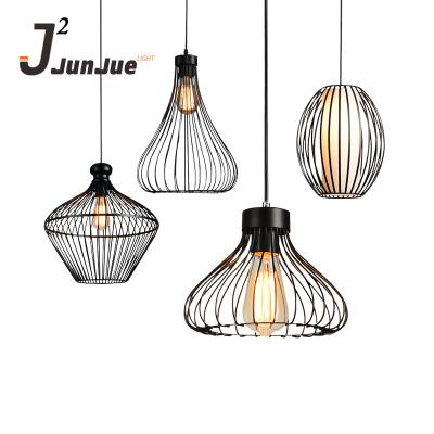 China Modern Industrial Black Birdcage Lampshade Iron Material Color Pendant Lamp for sale