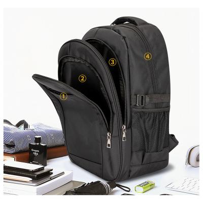 China Black Gray Nylon Business Travel Commute OEM ODM Computer School Backpack Waterproof Polyester Backpack Men School Laptop Backpack for sale