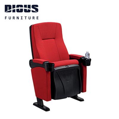 China Diousnew modern hot sale new design luxury red fabric movie folding cinema chairs VIP theater seats with cup holder for sale