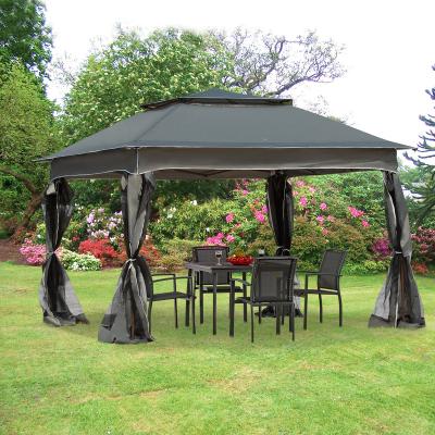 China Weather Resistant Backyard Furniture BBQ Grill Marquee Tent Outdoor Pergola With Sides Automatic Garden Gazebo for sale