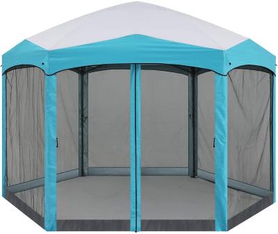 China Weather Resistant Hexagonal 10x12ft Tent With Mosquito Making Easy Top Camping Screen Noise Up Gazebo Canopy Tent for sale