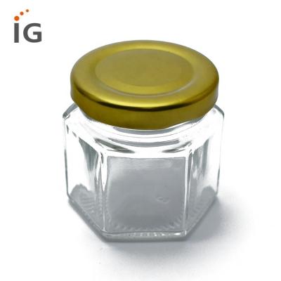 China Canned Food Hexagon Glass Jars, Mini Hex Jars For Sale for sale