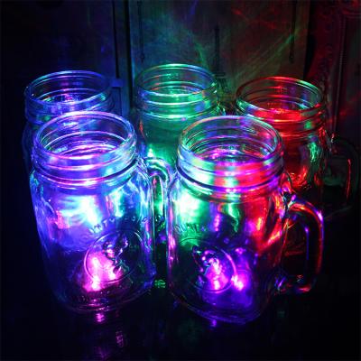 China Single Viable Glass Mason Jars with LED Light for Drinking, 450ml Glass Mason Jar Light for sale