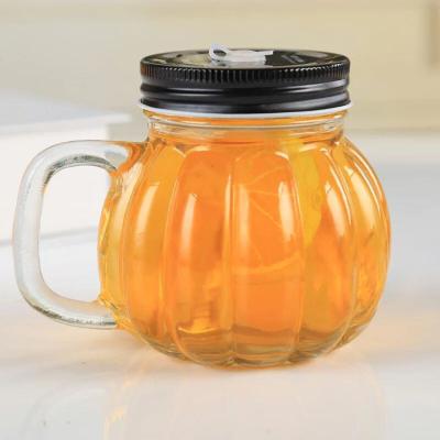 China Viable Pumpkin Shape Glass Mason Jars for Halloween, Mason Jar Drinking Glass for sale