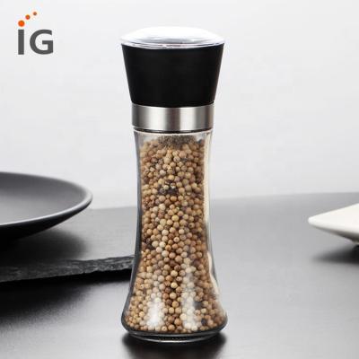 China Sustainable Stainless Steel Salt And Pepper Grinder Spice Mill With Glass Body for sale