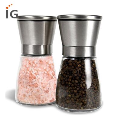 China Sustainable Manual Glass Pepper Grinder Mill /Salt Mill for sale