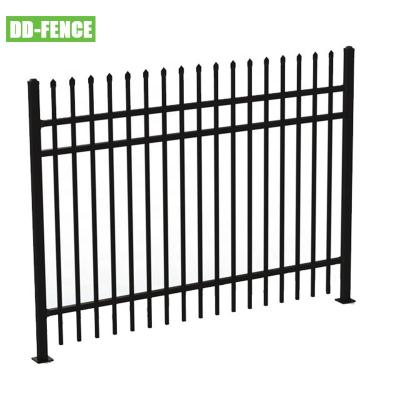 China Easily Assembled Tubular Fence Wrought Iron Black Powder Coat Fence For Garden Villa Industrial Station for sale