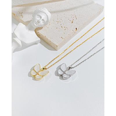 China TRENDY Wholesale new 18K gold advanced women necklace Joker Butterfly stainless steel pendant necklace for sale