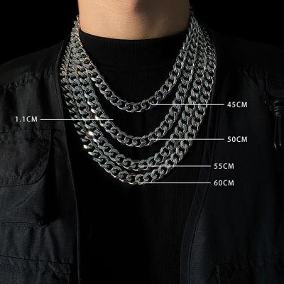 China TRENDY Europe and America Cuba necklace for men and women hip hop stainless steel clavicle chain necklace for sale