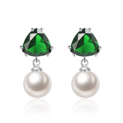 China TRENDY New white pearl earrings women's boutique high end fashion simple crystal diamond jewelry earrings for sale