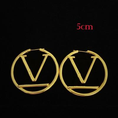 China TRENDY Hot sale stainless steel brand jewelry gold plated 5mm big circle V earrings for sale