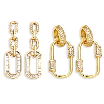 China TRENDY Advanced metal studded 18K gold earrings temperament shiny stainless steel diamond earrings for sale