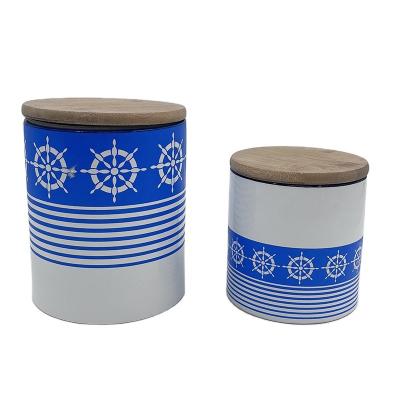 China Kitchen Decor Tea Sugar Coffee Kitchen Storage Ceramic Jar Canisters Stored Container Sets For Spice Jar With Bamboo for sale