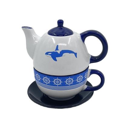 China Microwavable High Quality Custom Ceramic Teapot Set With Cup for sale