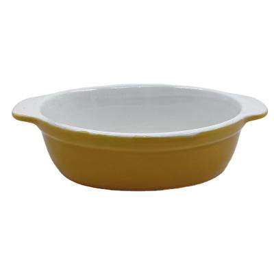 China Microwavable Cute Candy Color Ceramic Baked Oval Shape Of Bowl For Homeuse And Cafe Or Store Use for sale