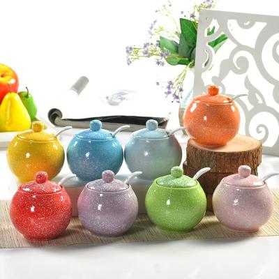 China Microwavable Wholesale Kitchen Spice Jar Canister Seasoning Canister Ceramic Colorful Set for sale