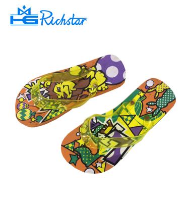 China New design flat cartoon lion printing kid flip flops for sale