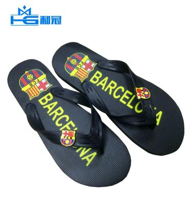 China Hot Sale Flat Flag Patch In Strap Football Theme Man Flip Flops for sale