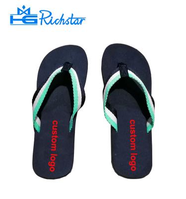 China Flat Woven Top Durable Unique Cheap Strap Eva Flip Flops For Man for sale