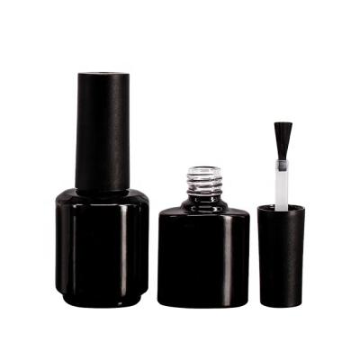 China No Leak Matte Black 15ml Bottle Custom Empty Gel Nail Polish Bottle And Good Brush With Brush And Cap 15ml for sale