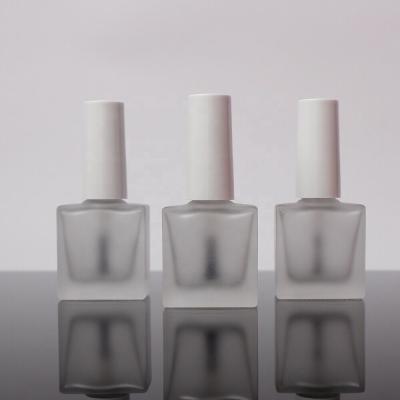 China Cosmetic Bottle Square 10ml Frosted UV Gel Nail Polish Bottle Free Sample for sale