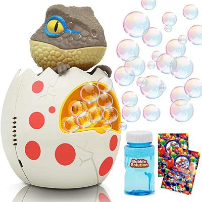 China Amazon Hot Sale Kids Plastic Summer Soap Toy Dinosaur Egg Bubble Machine With Music for sale