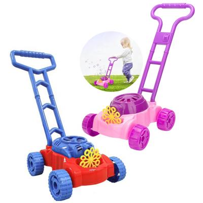 China 2022 Plastic Customize Outdoor Electric Walker Soap Bubble Maker Toy Summer Electric Lawn Mower For Kids Toddlers for sale