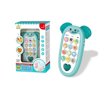 China Lovely Rubber+ABS Elephant Baby Mobile Phone Teether Children Interactive Toy Phone with Music and Light for sale