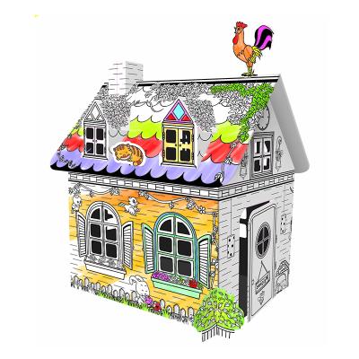 China Eco-friendly Miniature Kids Craft Cardboard Drawing Study House Diy Model for sale