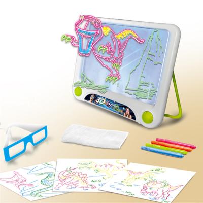 China Light Up The Light Up Colorful 3D Dinosaur Doodle Drawing Board Magic Pad For Kids for sale