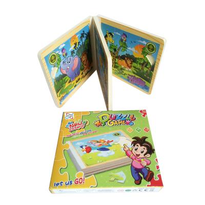 China Wooden Cartoon Educational Toy Crossword Jigsaw Puzzle Book For Children for sale