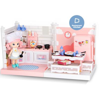 China DIY TOY World Kitchen Dollhouse Xiao Ming Little DIY Assemble Toys for Children Kindergarten School for sale