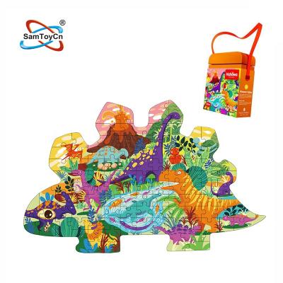 China 105 PCS Eco-friendly Paper Valley Cardboard Dinosaur Animal Jigsaw Puzzles With Puzzle Box for sale