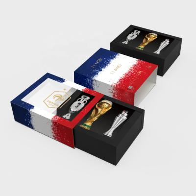 China Custom French Football Team Trophy Box Championship Soccer Christmas Home Gift Set Trophies for sale