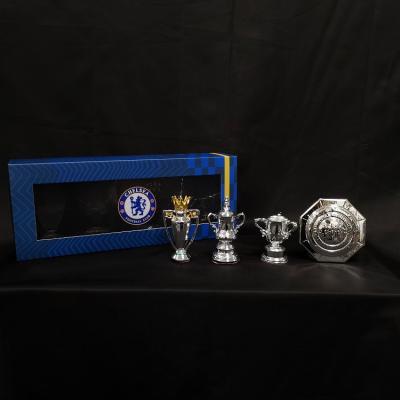 China Europe 4 Mini Resin Trophy Set Box Sport Football Trophies And Medals for sale